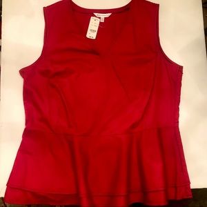 Brooks Brother Red Sleeveless Peplum Top Stitching
